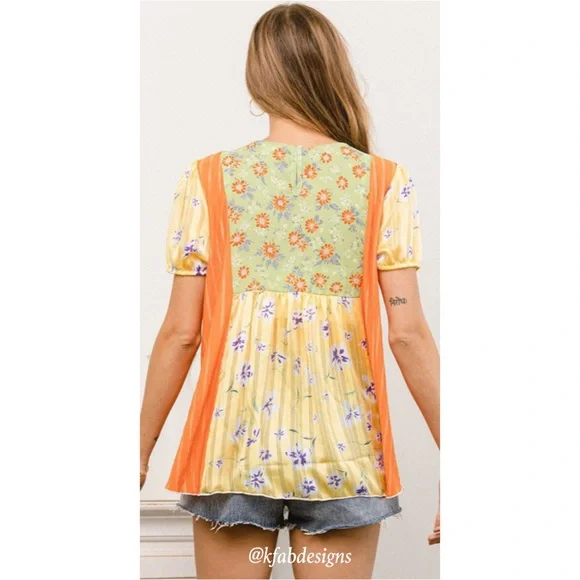❤️LAST ONE! Amazing Color Block Color Print Floral Swing Top! - Picture 6 of 6